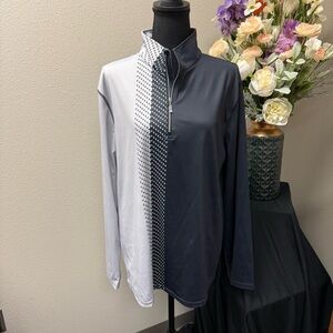 AceGolfs Black White Half-Zip Long Sleeve Golf Top M Colorblock Performance